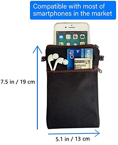 Image of Cross Body Phone Pouch for Women, Tainada Universal Crossbody Travel Dual Zippered Wallet Purse Bag with Detachable Strap for iPhone Xs Max, XR, Samsung S10+, S9+ Note 9