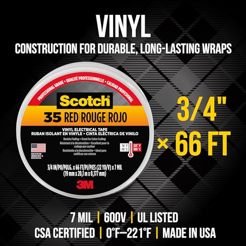 Image of Scotch Vinyl 35 Electrical Tape, 5 Rolls, Multi-Color Pack, Ideal for Cable Jacket Repair & Electrical Insulation, Premium Vinyl Material for Durability, Indoor & Outdoor Use, High Adhesion (10457DC)