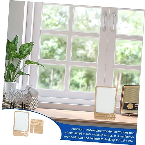 Espejo de maquillaje de madera para tocador 1pc miniatura 6
