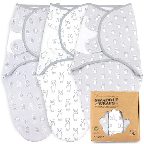 Image of Bublo Baby Swaddles for Newborns – 3-Pack Infant Swaddles 0-3 Months – Adjustable Newborn Swaddle Sleep Sack – Soft Organic Cotton Baby Wrap for Safe & Cozy Sleep