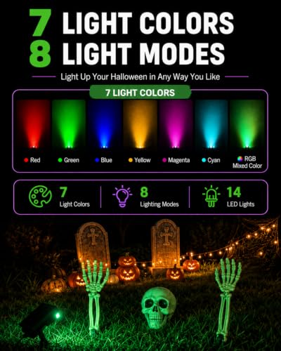 Solar Halloween Lights Outdoor with Skeleton Head and Hands - image 5