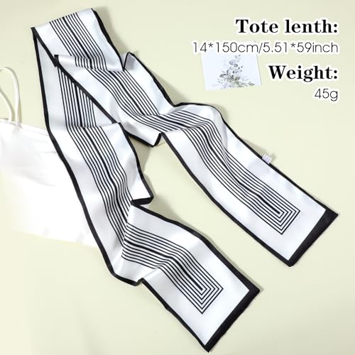 Satin Hair Scarf Fashion Printed Scarves Square Long Headband Breathable Lightweight Headscarf Wrap for Women Hair Handbag Accessory Handle2