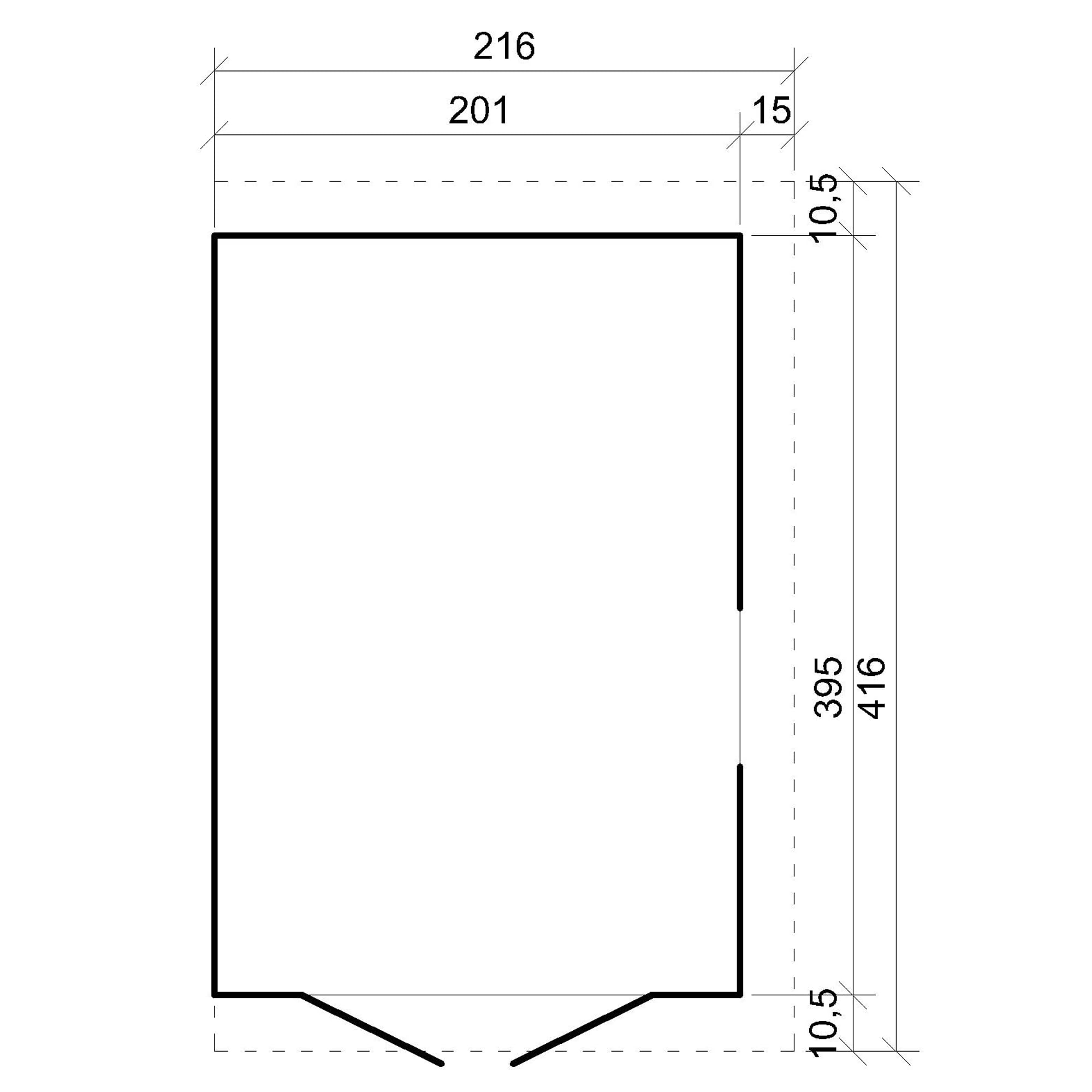 Cobertizo de Madera para jardín SIN Pared Lateral- con Suelo TRATADO – H243x216x416 cm/8 m2 Cobertizo de Madera Natural - Taller de Jardín - TIMBELA M340+M340G