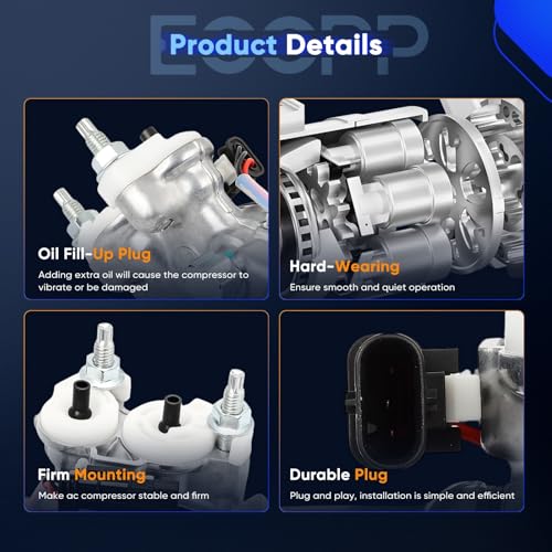 Image of ECCPP AC Compressor 2007-2010 for Volvo S80 4.4L 2005-2011 for Volvo XC90 4.4L Air Conditioning Compressor Rapid Cooling DCS17E