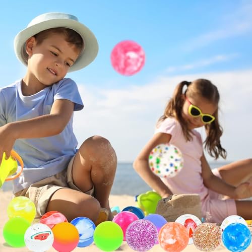 Seamart 24 Stück Flummies für Kinder 25 mm Flummis Springball Bunte Hüpfbälle und Kindergeburtstag Gummibälle Gastgeschenke