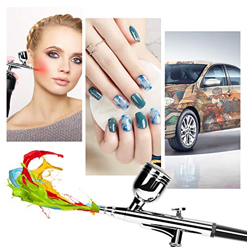 COSSCCI Upgraded Airbrush Kit, Portable Auto Mini Air Brush Gun with Compressor Kit Quiet Air Brush Painting Kits for Cake Decorating Makeup Art Nail Model Painting Tattoo Manicure (Black) - Thumbnail 7