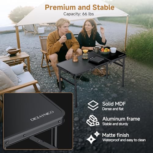 Image of Folding Camping Table, 34.2 inchx15.7 inch 3 Adjustable Height Max 27.5 inch