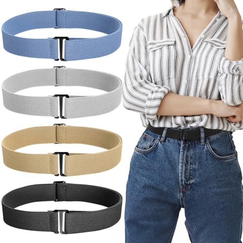 YBEATY 4 Pack No Show Elastic Stretch Belts Comfortable Adjustabl...