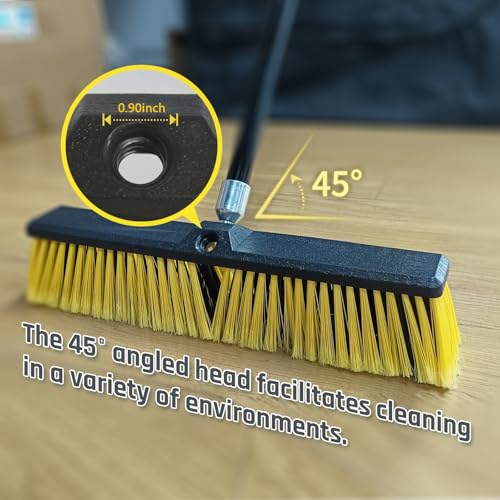 FRAXIR 4PCS Push Broom Head Outdoor Large Stiff Bristle Broom Head - Excellent Cleaning Performance - Easy Installation Broom Head(18 inches)