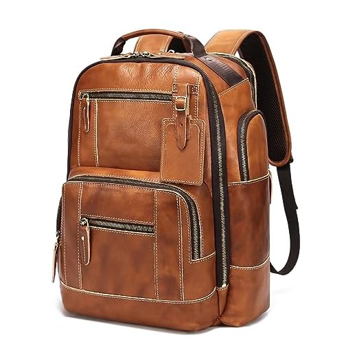 Can you bring a backpack and a carry on delta LANNSYNE Vintage Leather Backpack