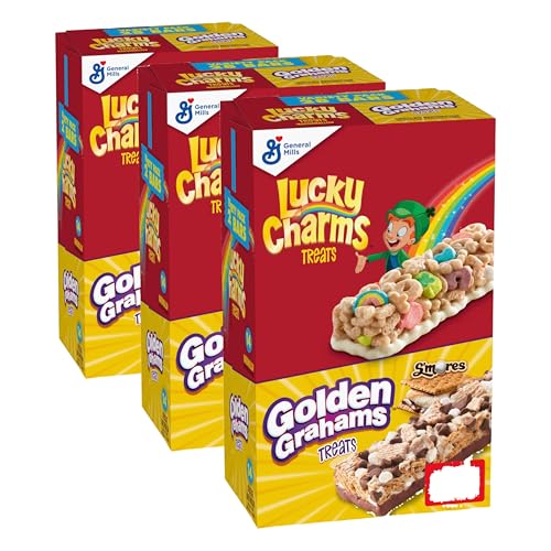 Image of Lucky Charms and Golden Grahams S'mores Cereal Treat Bars, Snack Bars, Variety Pack, 28 Ct, 26.7 oz (Pack of 3)