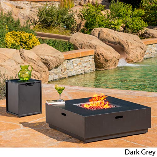 Christopher Knight Home Wellington Outdoor Iron 40" Square Fire Pit - 50,000 Btu, Dark Grey #TOP2