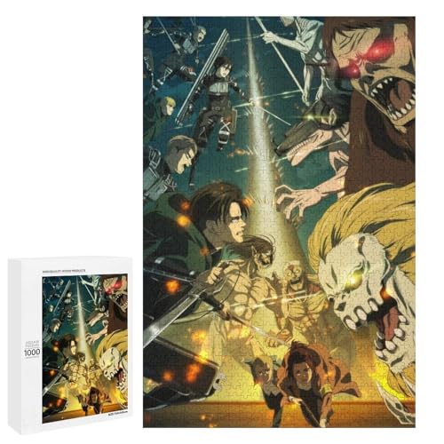 進撃の巨人 ジグソーパズル 木製 1000 ピース アニメキャラクター 子ども向け ビギナー向け 大人向け 親子パズル 壁掛けインテリア 誕生日ギフト 50x75cm