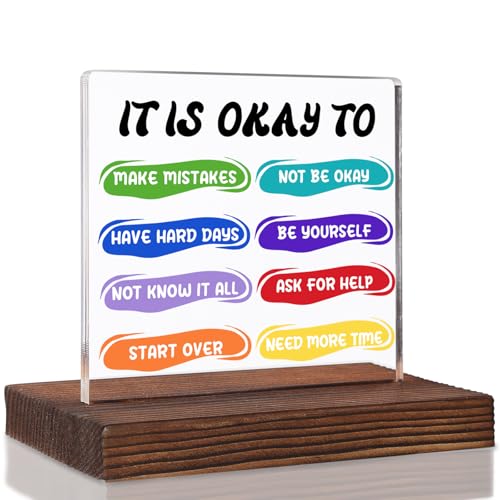Mental Health “It Is Okay To...” Acrylic Desk Sign, Self-Compassion Gifts