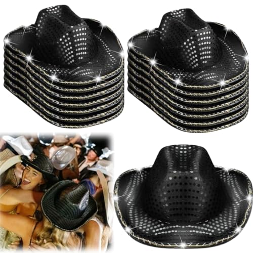 GWWZHI 20 Pcs Wedding Light Up Cowboy Hat Led Cowboy Hat Lights Cowboy Cowgirl Hat for Wedding Western Bachelorette Party