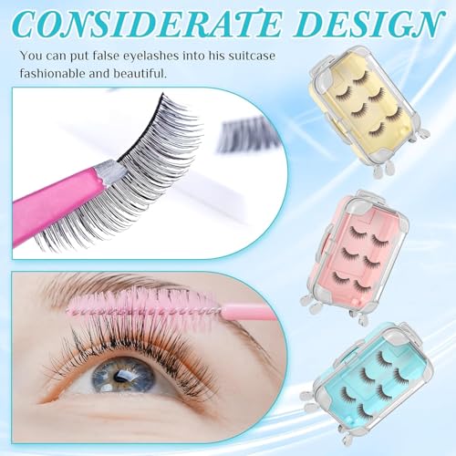 Image of Mini Trolley Storage Box for Eyelashes & Beauty Essentials | Cute Suitcase Style Mini Organizer | Portable Makeup, Lash & Hangover Kit Case for Girls & Travel Use (Mixof12)