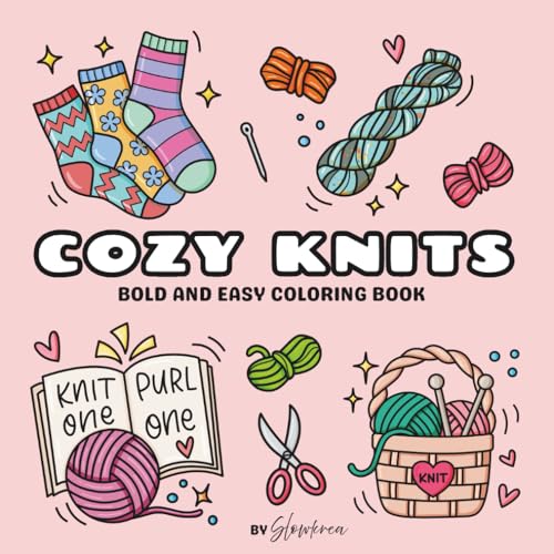 Cozy Knits Coloring Book: 30 Bold & Easy Handdrawn Designs for Daily Coloring Fun | Relaxing Activity for Adults and Kids: Knit and Yarn Coloring Book: Bold and Easy Coloring Book Inspired by Knitting image 2