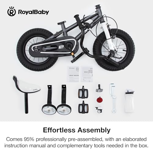 Image of RoyalBaby Bicycle for Kids Cycle for 3-5 Years Boys & Girls 14 Inch | Training Wheels | Adjustable Seat | 1 Year Warranty | Black