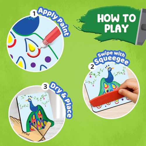 Image of Smartivity Squeegee Art Coaster Kit for Kids 4-8 Years - DIY Paint Pouring & Swirl Art Craft Activity - Make 6 Colorful Coasters - Creative Birthday Gift for Boys & Girls