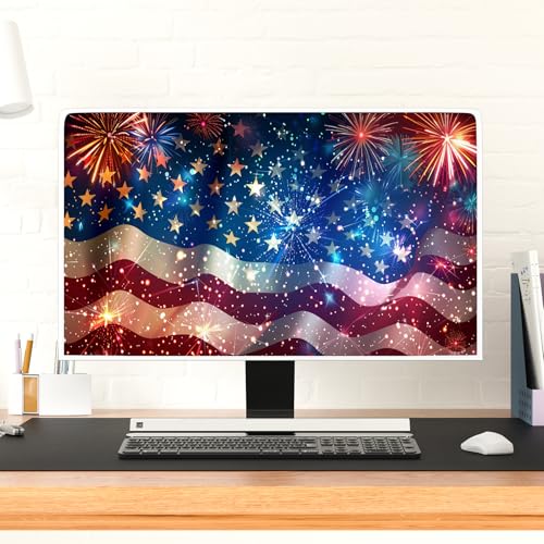 Image of Independence Day Waterproof Screen TV Cover 58, 59, 60 Inch The Old Glory 4th of July American Flag Anti-Static Dust Proof Protective Television Cover for LCD /LED /HD TV Screen