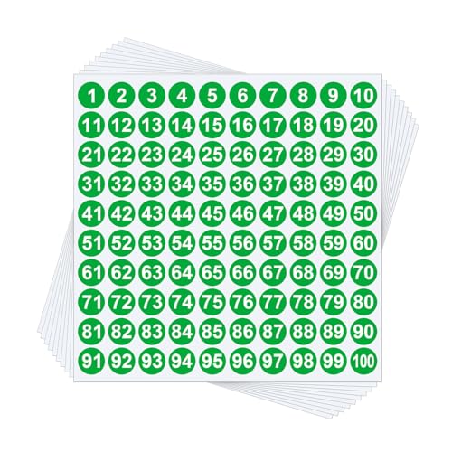 10 Sheets 1 to 50 Color Consecutive Number Stickers Small Round Waterproof Labels Removable for Storage Toolbox Locker Inventory