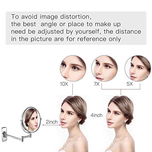 Miroir de maquillage grossissant mural extensible double face sans lumière pour cosmétique - 4