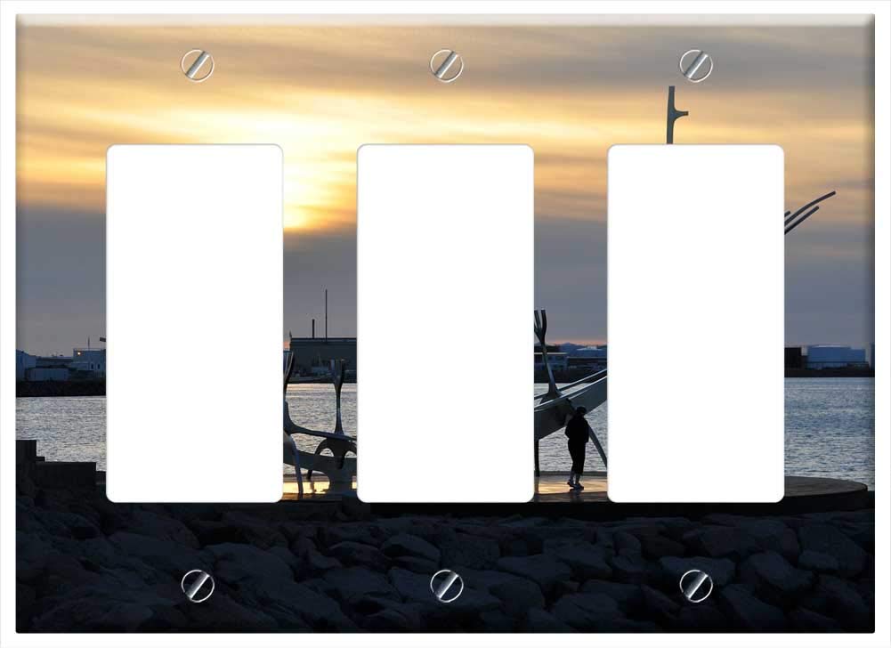 Switch Plate Triple Rocker/GFCI - Reykjavik Iceland Nave Sculpture Viking Solfar