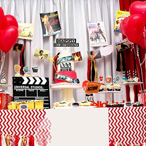 Movie Night Happy Birthday Cake Topper Set 7-Pc - Perfect For Hollywood-Themed Birthday Parties, Family Movie Nights, And Baby Shower Party Decorations - Sugargera #TOP3