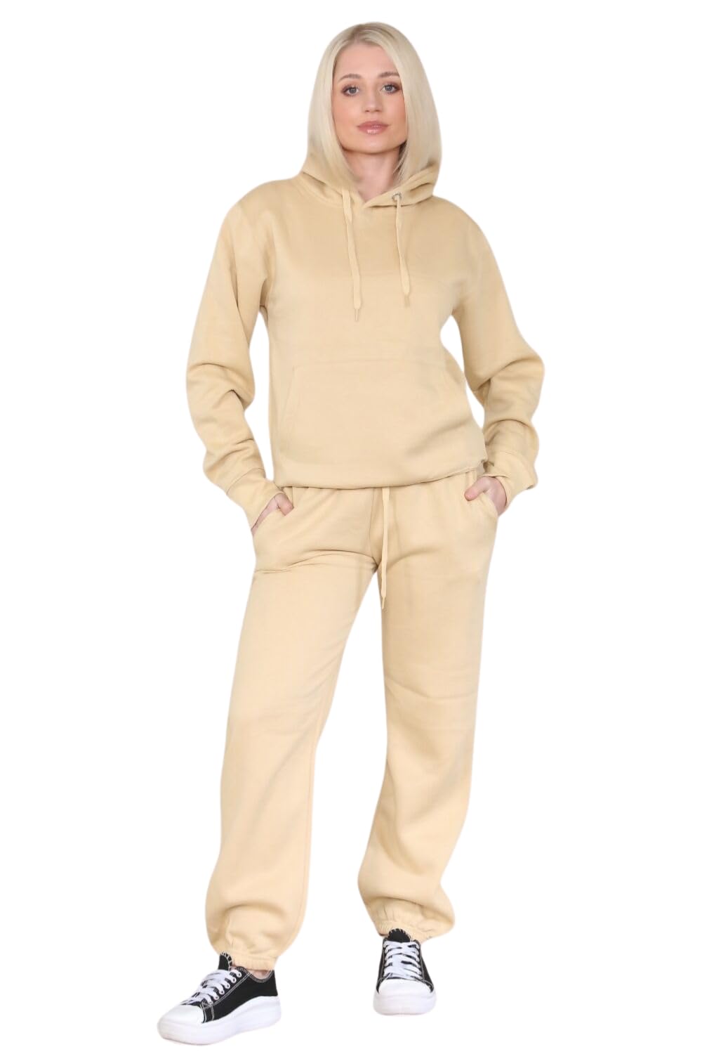 Femme Luxe Women's Tracksuit, Oversized Hoody and Jogger Set, Machine Washable, Available UK Sizes 8-16, Multicolour (UK, Numeric, 10, Regular, Regular, Beige)