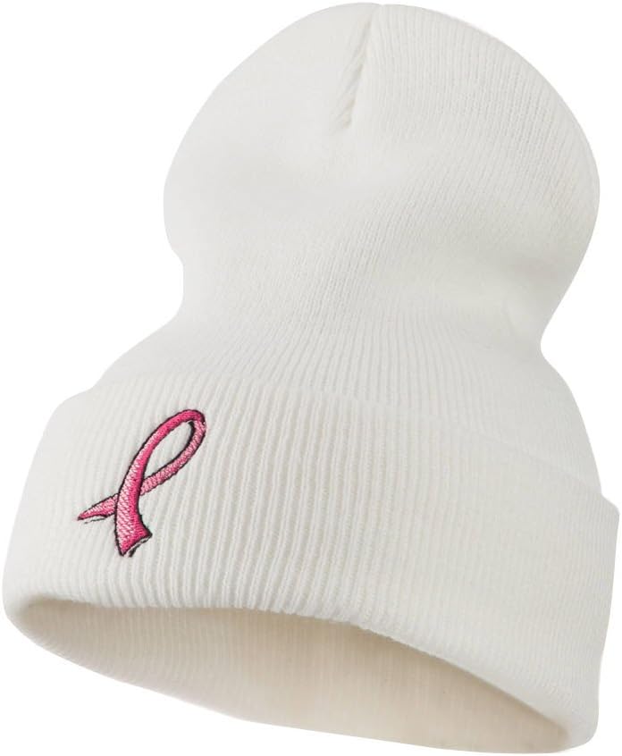 e4Hats.com Hot Pink Breast Cancer Logo Embroidered Long Beanie