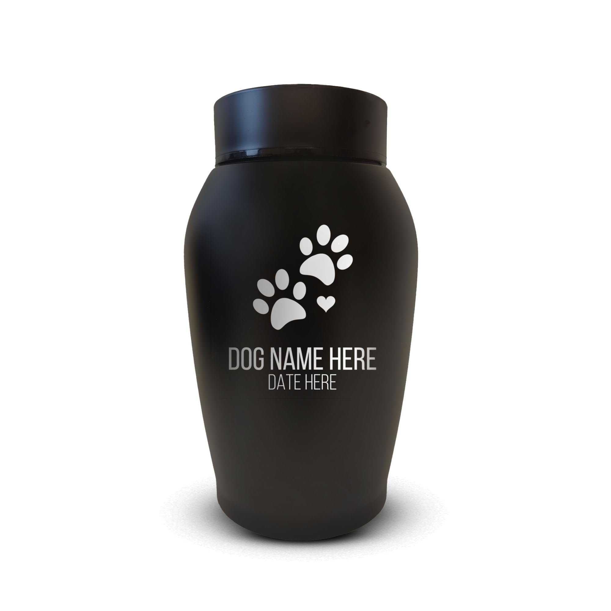 Personalized Custom Small Keepsake Urn Engraved with Pet Name, Date, and Dog Design - 5.2" Black Powder Coated Steel Cremation Urn for Dogs Ashes | 12