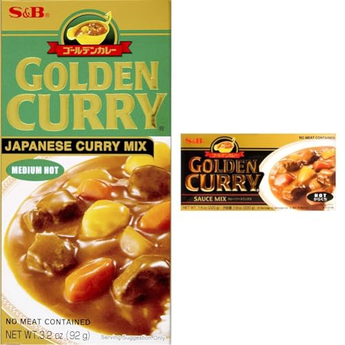 S&B Golden Curry Japanese Sauce Mix Bundle - Medium Hot 3.2 oz and Hot 7.8 oz Curry Mix Varieties image 2