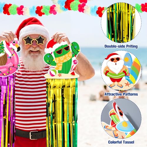 Gemscream 10 Pack July Christmas Decorations Set Hawaiian Tropical Party Favors Includes 8 Pcs Tassel Hanging Swirls and 2 Pcs 6.6ft Garland for Summer Christmas July Party Outdoor Decor by Gemscream - Image 3