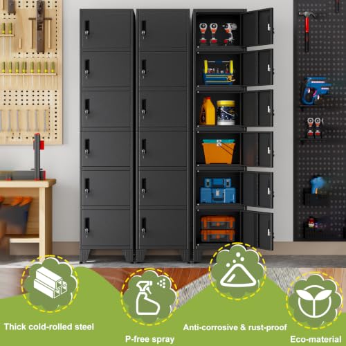 Image of 6 Tier Metal Storage Locker, 70.86 inch Narrow Vertical Steel File Cabinet