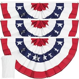 USA Pleated Fan Flag American US Bunting Flag Patriotic Half Fan Banner Flag with Canvas Header and Brass Grommets for 4th of July Memorial Day Indoor Outdoor Decoration 3 2×4 Feet