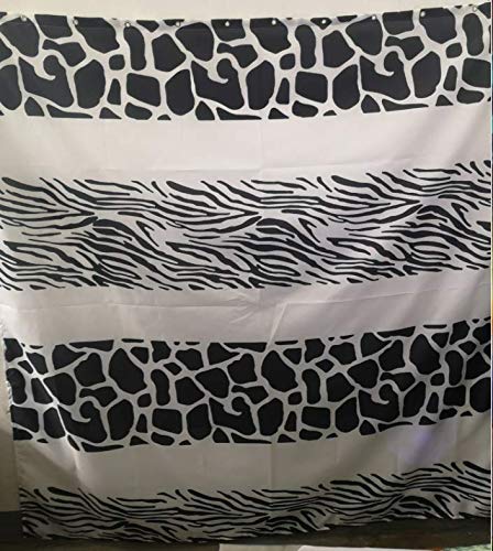 Tjz Home Leopard Zebra Print Stripes Shower Curtains Fabric , Unique Black And White Shower Curtain Polyester Cloth Print Bathroom Curtains Wildlife Theme Include Hooks Set 72〃W By 72〃L #TOP5