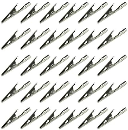 Wobe 100 Pcs Electric Non Insulated Testing Crocodile Alligator Clips Clamps Silver 50 x 10 x 5mm Alligator Clips for Testing Leads