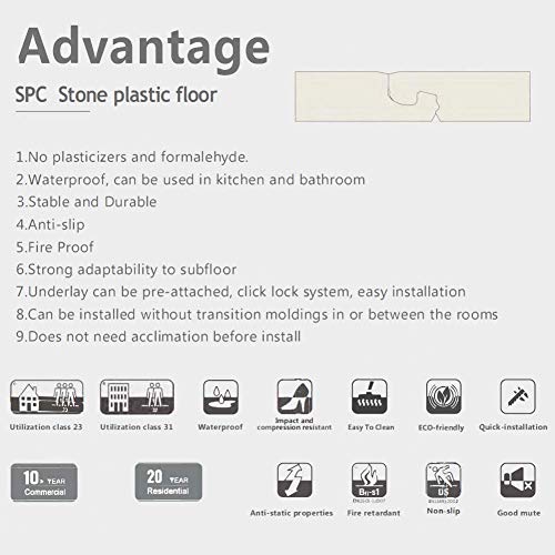 Diflart Cantha Oak 23.6 sq.ft Vinyl Plank Flooring Click Locking 48x7 inch Lvt Flooring Waterproof Foam Back Rigid SPC Core Wood Grain Finish