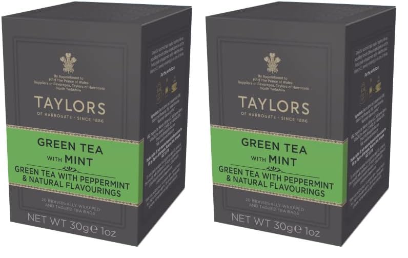 Taylors of Harrogate Green Tea with Mint, 20 Count (Pack of 2)
