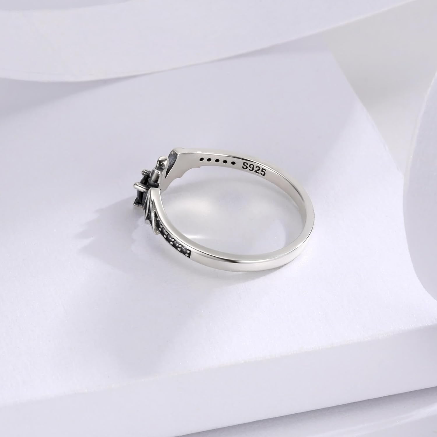 Gothic Bat Ring 925 Sterling Silver for Women - Halloween Jewelry Gifts for Dark Fashion Lovers