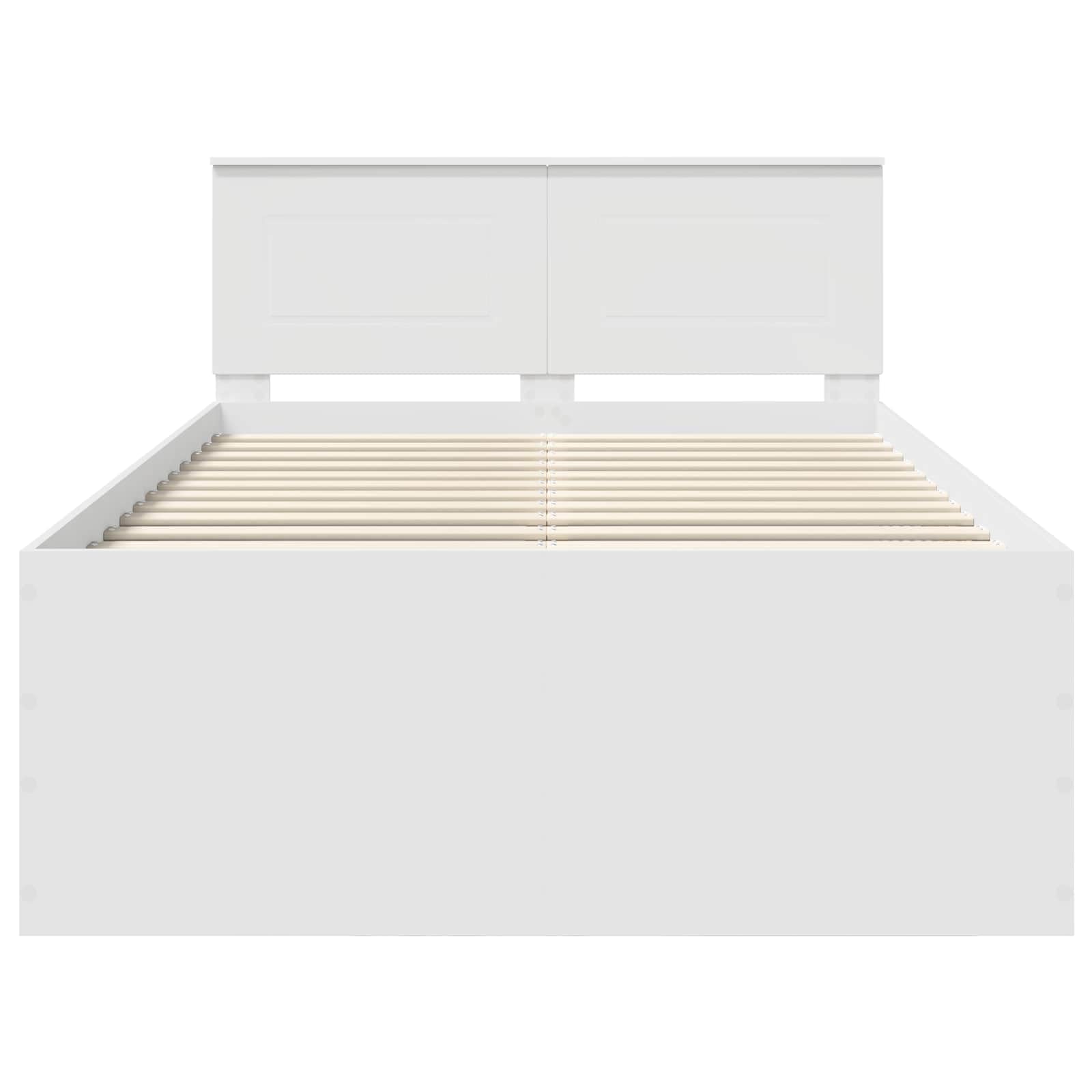 Estructura de Cama 135 x 190 cm de Madera de ingeniería con cabecero, somier de láminas Fijo, Base Resistente para colchón, Montaje en hogar y Dormitorio, y Descanso