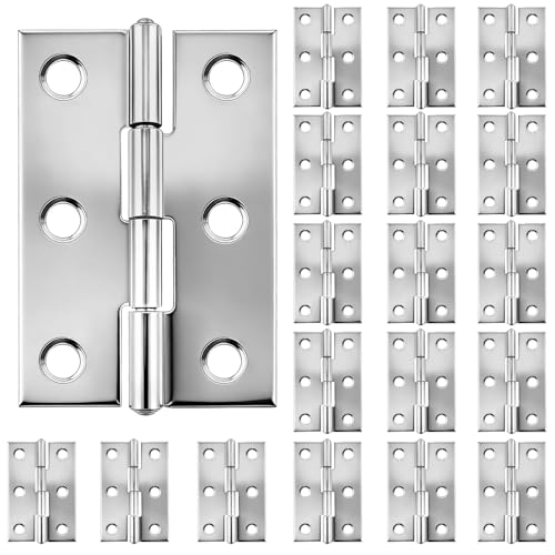 20 Stück Edelstahl Türscharniere Klappbare Scharniere mit integrierten Montagebohrungen Robuste Steckverbinder & Klavierband Design für Schrank Möbeltüren Regale Kommoden und Haushaltsmöbel