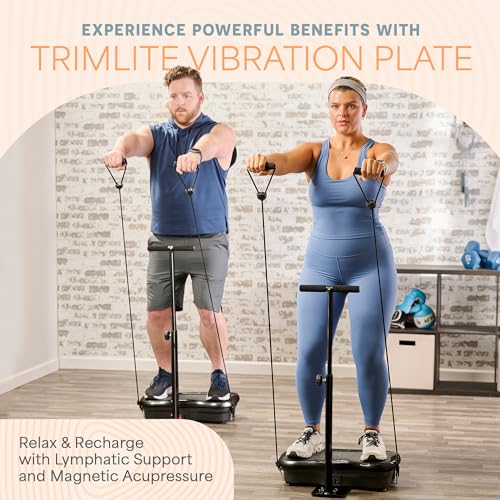 Image of Lifepro TrimLite Vibration Plate with Handle - Vibration Plate Exercise Machine with 99 Speed Levels, Bluetooth & Magnetic Acupoints - Whole Body Vibrating Platform Machine for Lymphatic Drainage