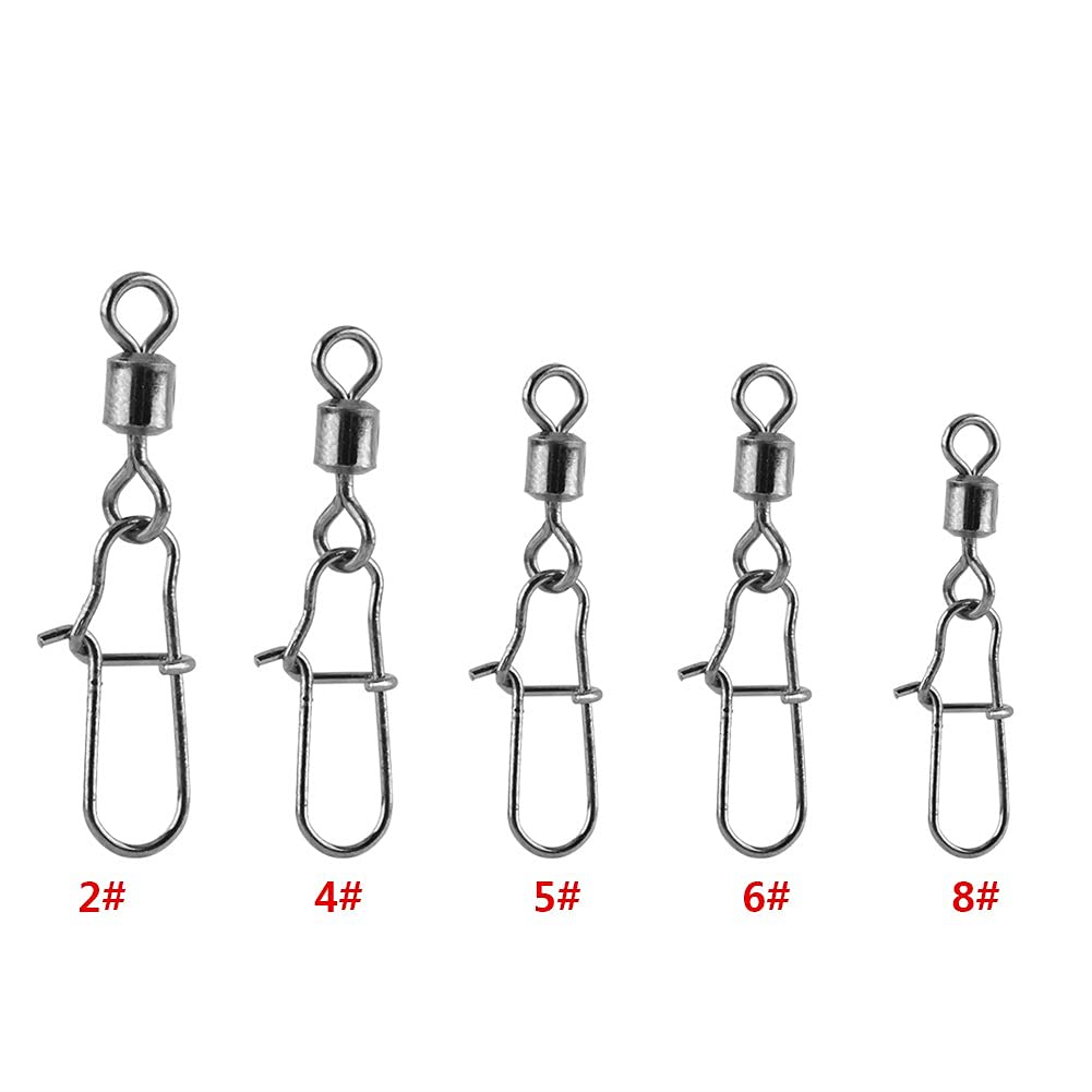 AOZUO 25 girelle per pesca a scatto ad alta resistenza, in acciaio inox, connettore resistente alla corrosione, cuscinetti a sfera con scatto per acqua dolce (L-44lb/20kg
