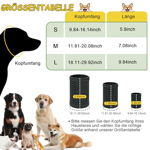 Kiiwah Ohrenschützer Hund, Lärmschutz Hund Snood Gehörschutz Angstzuständen Head Cover Hund für Feuerwerk, Gewitter, Fellpflegehilfe (Grau, M)