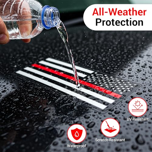 Image of Firefighter Vinyl Flag Stickers, First Responder Car Decals, Waterproof Indoor Outdoor, Laptop Stickers, Car Bumper, Flag, 5 x 3 Inches, Set of 3