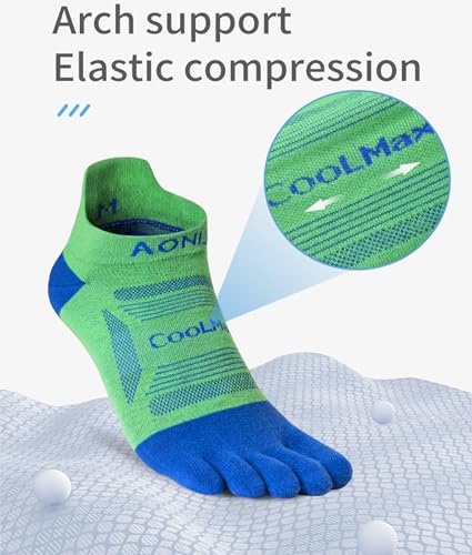 Image of AONIJIE Toe Socks for Men and Women High Performance Athletic Running Five Finger Ankle Socks