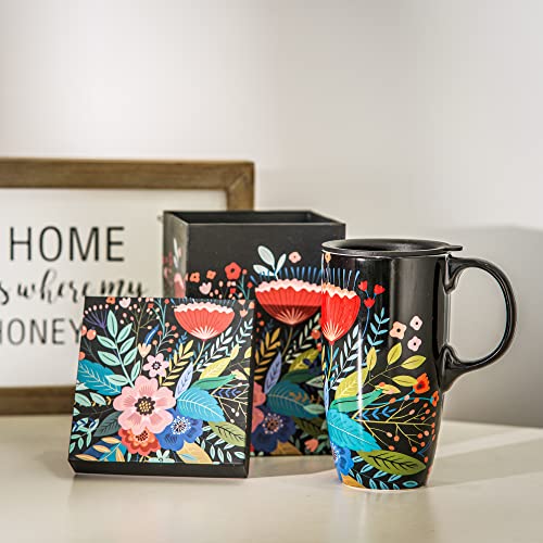 Topadorn Ceramic Travel Mug Porcelain Pottery Mugs Ceramic Cup Travel Coffee Mug with Gift Box - Image 4