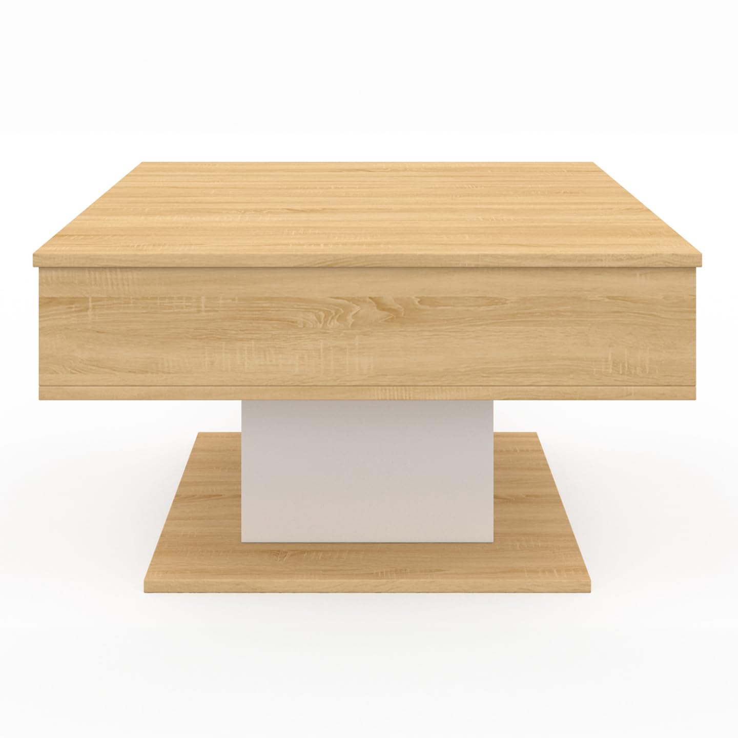 IDMarket - Mesa baja, con tablero desplegable, Eden, cuadrada, madera y blanco