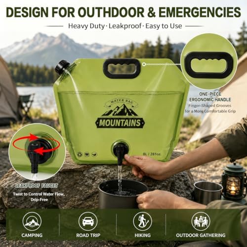 2 Pack Camping Water Container, 2 Gallon Collapsible Water Jug with Spout - 1
